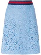 Gucci Flower Lace Web Skirt - Blue