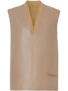 Burberry Bonded Lambskin And Wool Oversized Vest - Brown