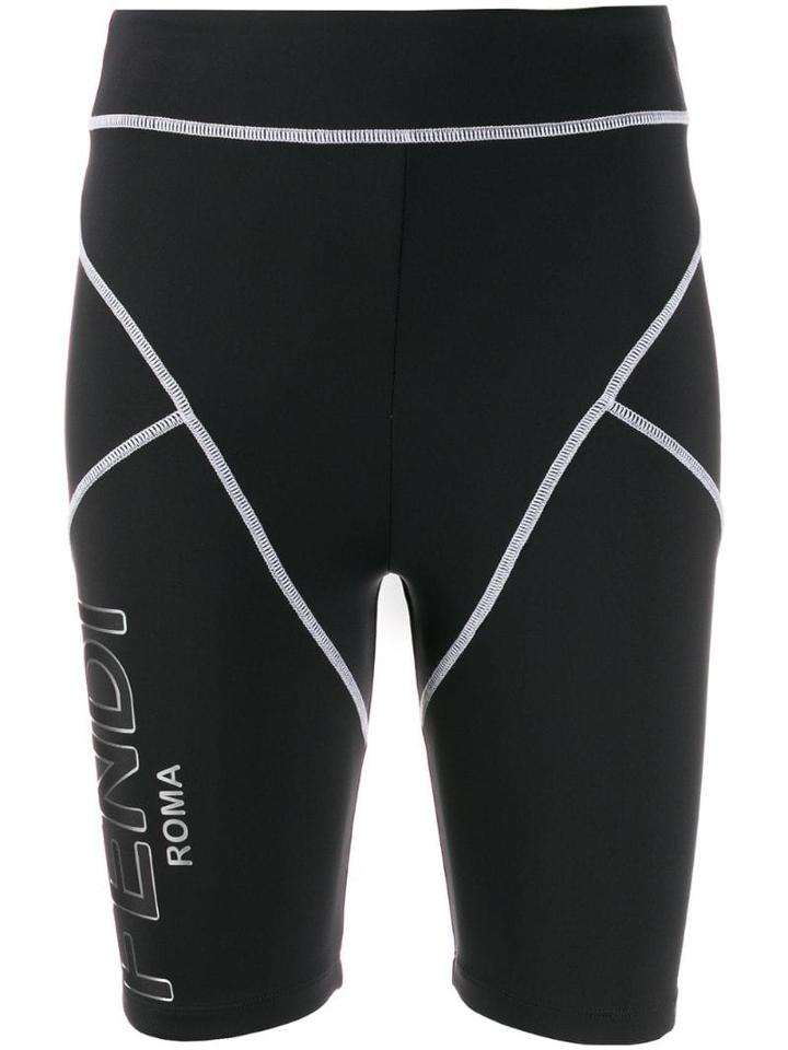 Fendi Logo Print Fitted Shorts - Black
