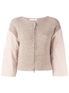 Fabiana Filippi - Paneled Cardigan - Women - Cotton/suede/brass - 42, Women's, Nude/neutrals, Cotton/suede/brass
