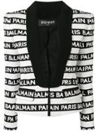Balmain Logo Stripe Tuxedo Blazer - White