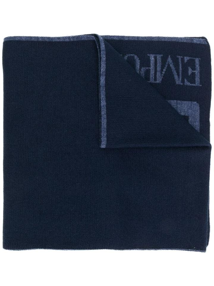 Ea7 Emporio Armani Logo Printed Scarf - Blue