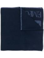 Ea7 Emporio Armani Logo Printed Scarf - Blue