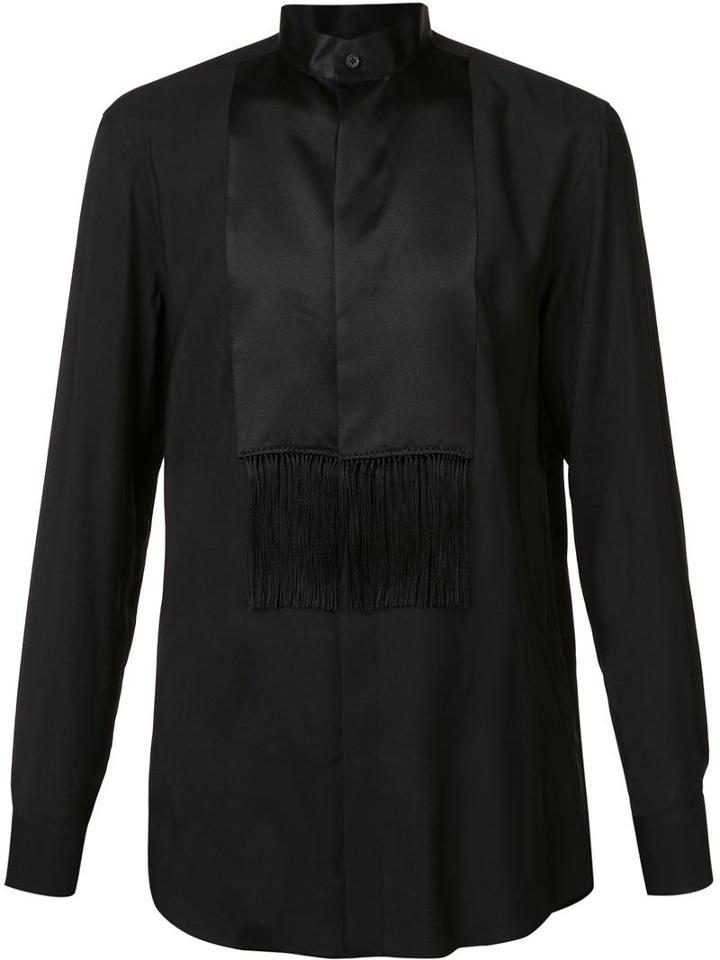 Givenchy Scarf Lapel Shirt, Men's, Size: 39, Black, Silk/polyamide/viscose