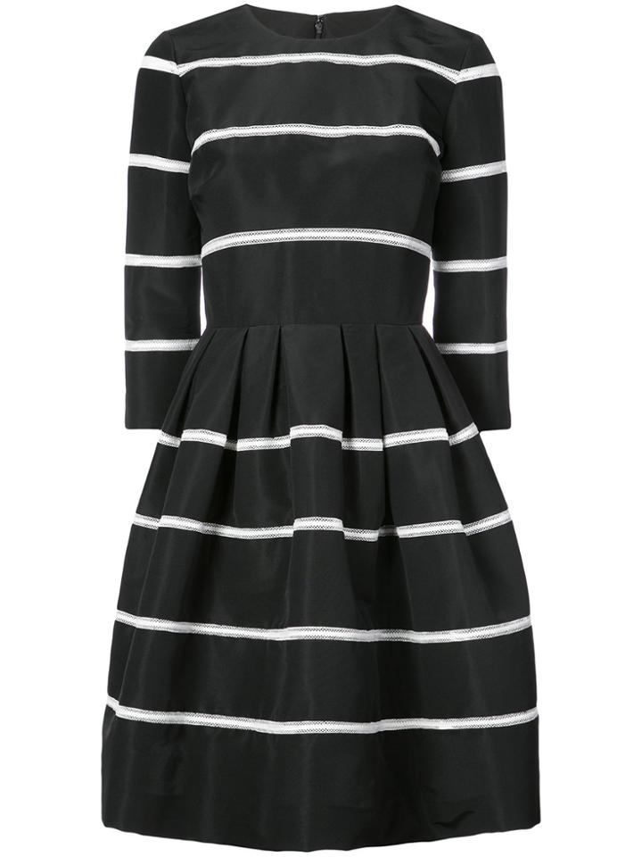 Carolina Herrera Striped Fit And Flare Dress - Black