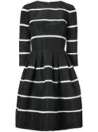 Carolina Herrera Striped Fit And Flare Dress - Black