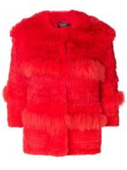Yves Salomon Cropped Fur Jacket - Red