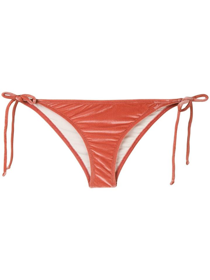 Solid & Striped Side Tie Velvet Bikini Bottom - Pink