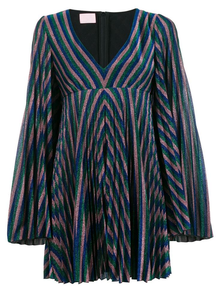Giamba Metallic Striped Mini Dress - Green