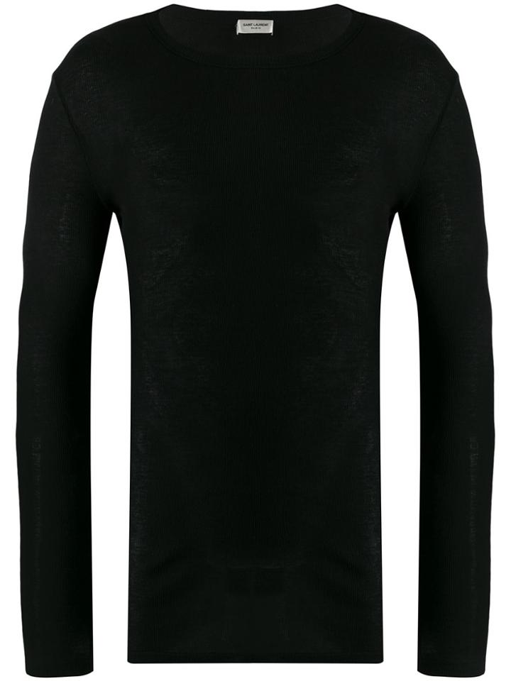 Saint Laurent Long Sleeve Ribbed T-shirt - Black