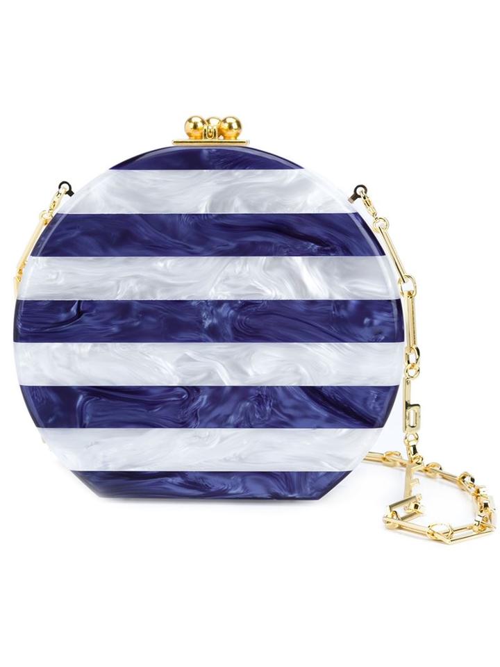 Edie Parker 'oscar' Striped Snap Closure Round Clutch Bag