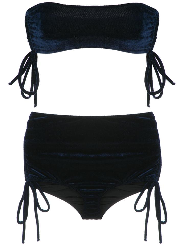 Adriana Degreas Velvet Hot Pants Bikini Set - Blue
