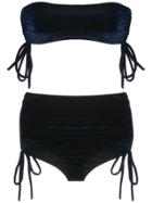 Adriana Degreas Velvet Hot Pants Bikini Set - Blue