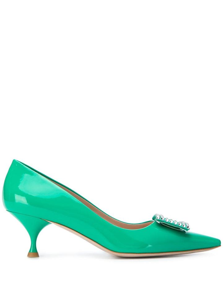 Miu Miu Crystal Detail 70mm Pumps - Green