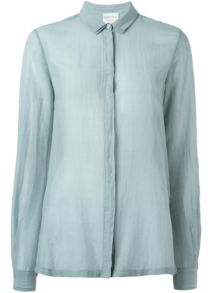 Forte Forte Concealed Fastening Shirt, Women's, Size: I, Grey, Silk/cotton