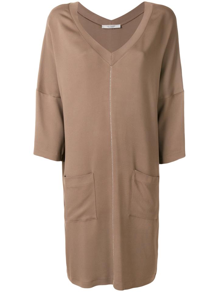 La Fileria For D'aniello Cropped Sleeve Dress - Brown