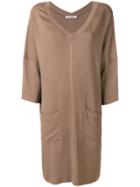 La Fileria For D'aniello Cropped Sleeve Dress - Brown