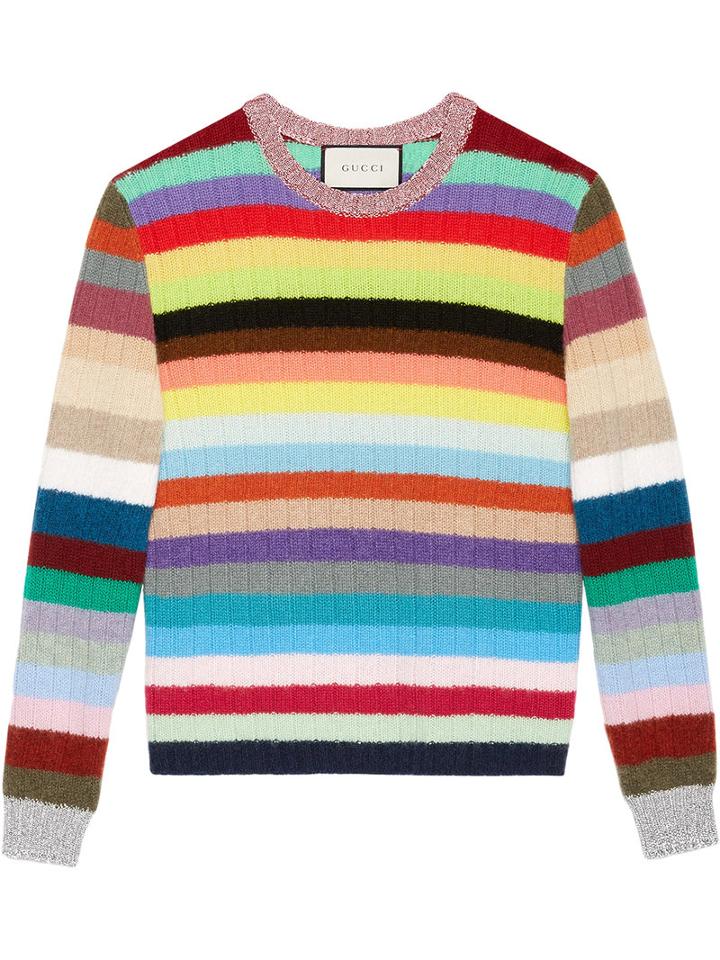 Gucci - Stripe Knit Top - Women - Polyester/viscose/cashmere/wool - L, Women's, Blue, Polyester/viscose/cashmere/wool