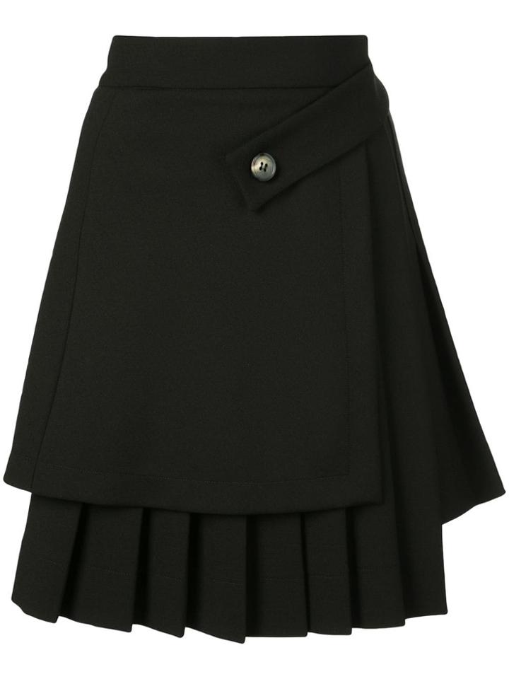 Off-white Asymmetric Pleated Skirt - Black