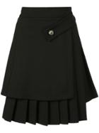 Off-white Asymmetric Pleated Skirt - Black