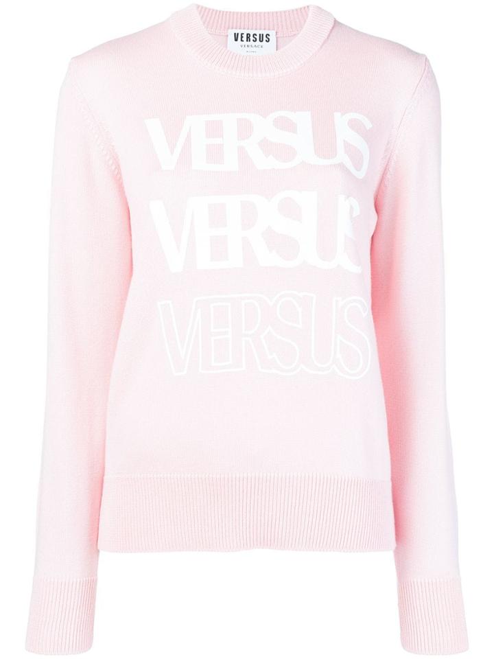 Versus Logo Long-sleeve Sweater - Pink & Purple
