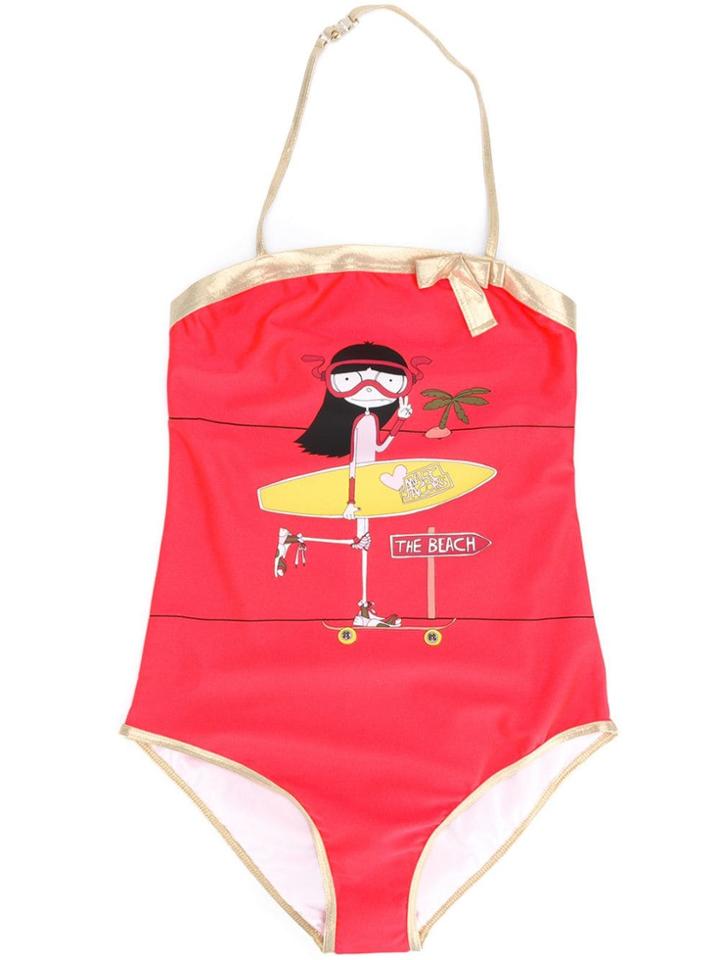 Little Marc Jacobs Teen The Beach Print Swimsuit - Red