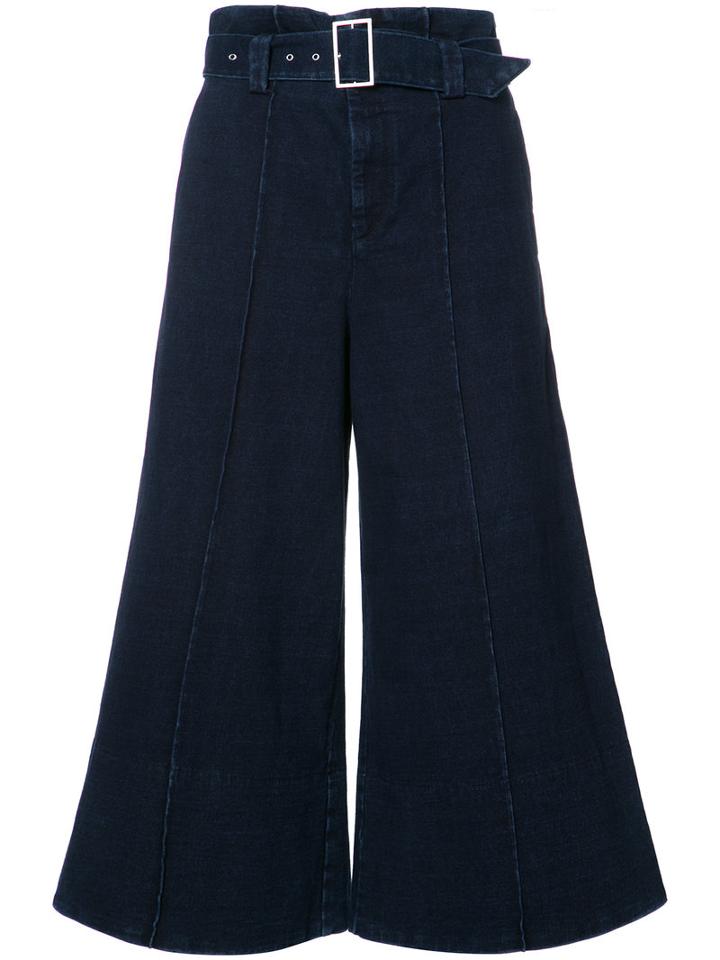 Ag Jeans Wide-legged Cropped Trousers, Women's, Size: 28, Blue, Cotton