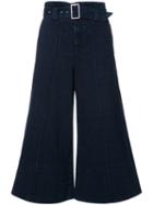 Ag Jeans Wide-legged Cropped Trousers, Women's, Size: 28, Blue, Cotton