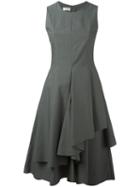 Brunello Cucinelli Draped Flared Dress, Women's, Size: Large, Grey, Cotton/polyamide/acetate/silk