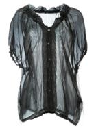 Ann Demeulemeester Printed Sheer Shirt, Size: 38, Black, Silk