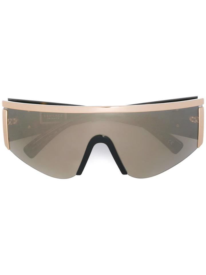 Versace Eyewear Tribute Wraparound Aviators - Brown