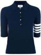 Thom Browne Ribbed Polo Shirt, Women's, Size: 38, Blue, Cotton