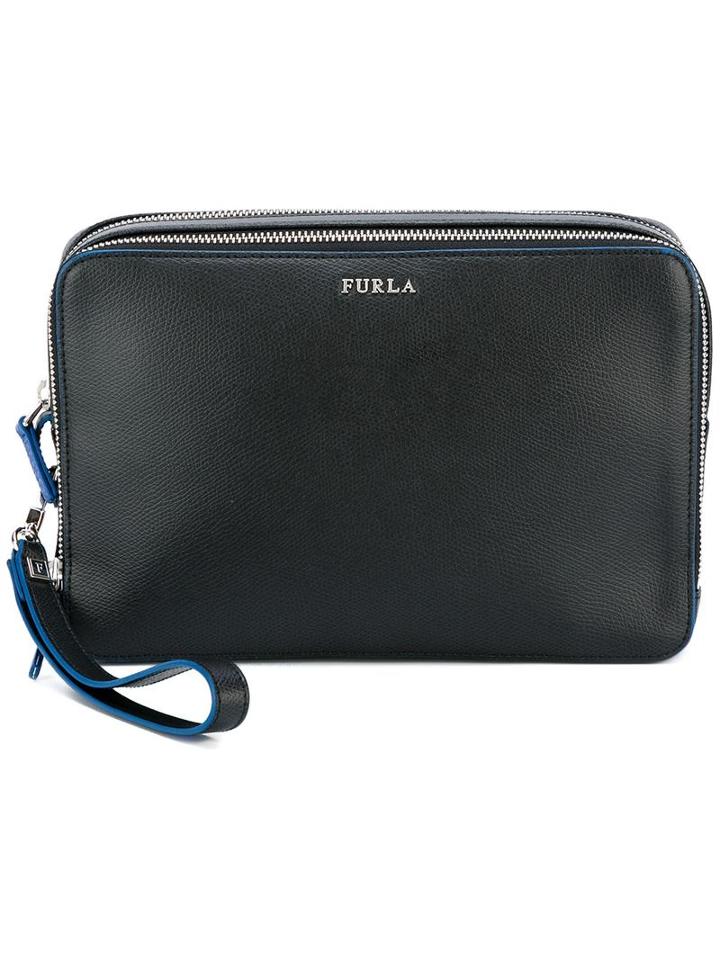Furla 'apollo' Clutch, Men's, Black, Calf Leather