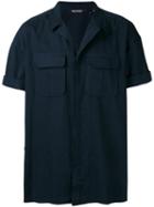 Neil Barrett - Open Collar Short Sleeve Shirt - Men - Cotton - 41, Blue, Cotton