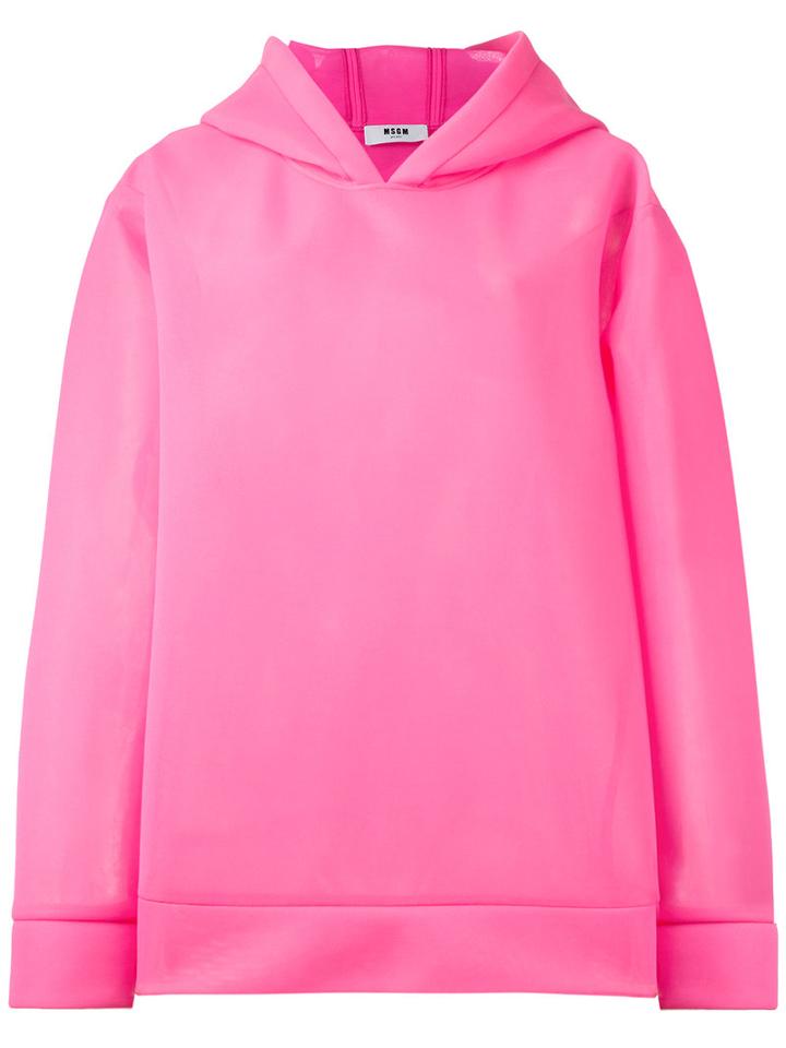 Msgm Semi-sheer Hoodie, Women's, Size: 42, Pink/purple, Polyamide/polyester