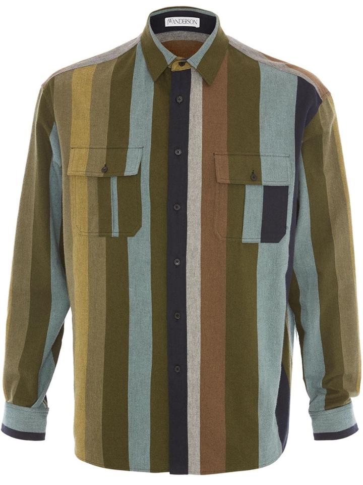 Jw Anderson Flannel Striped Shirt - Green