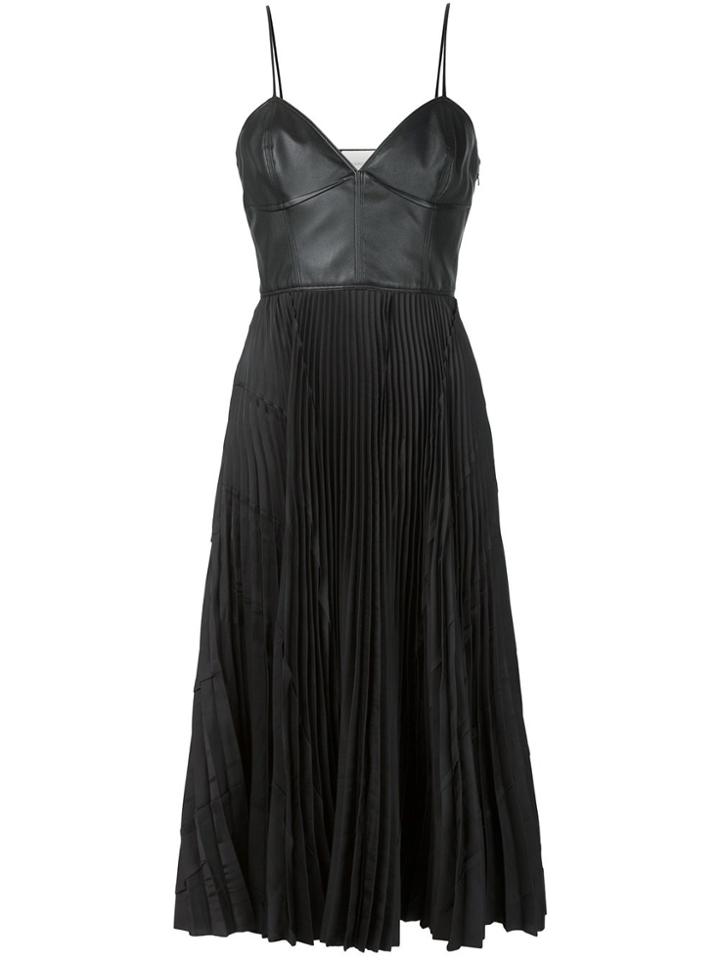 Cédric Charlier Pleated Contrast Dress - Black