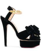 Charlotte Olympia Velvet Design Sandals - Black