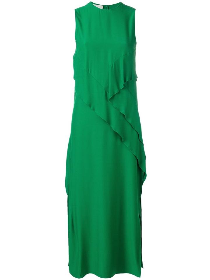 Cédric Charlier Front Panel Sleeveless Dress, Women's, Size: 40, Green, Rayon