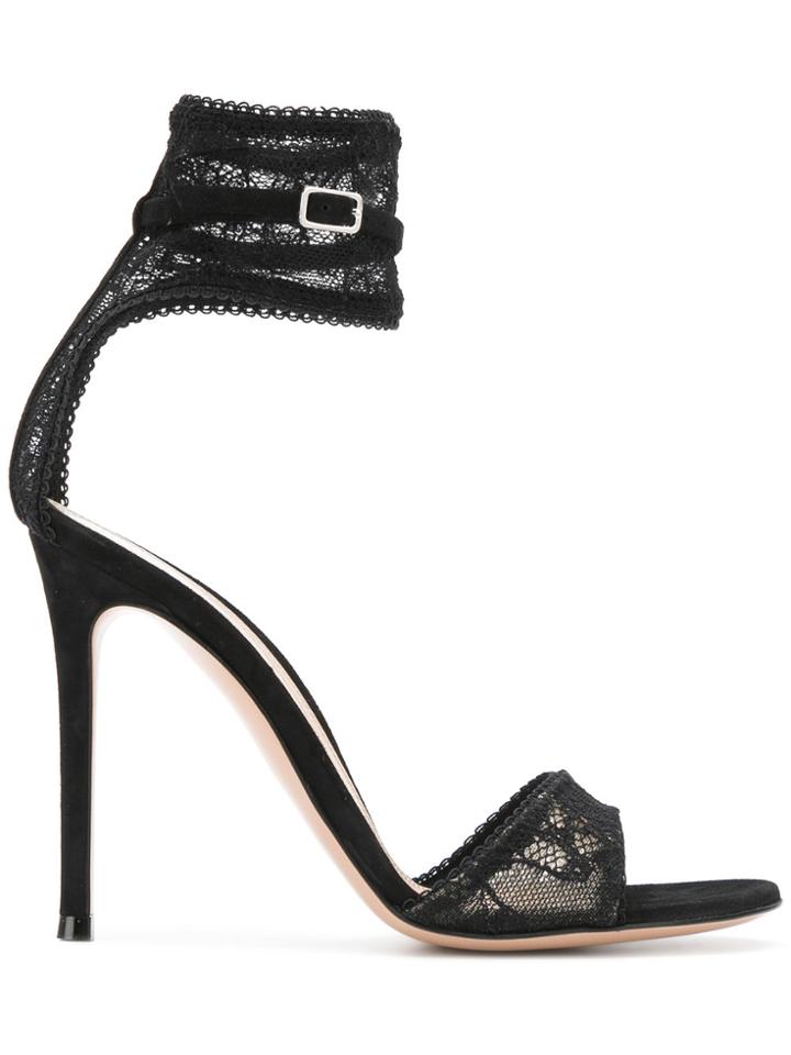 Gianvito Rossi Lace Detail Sandals - Black