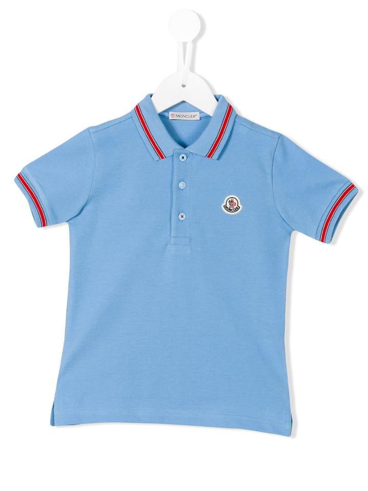 Moncler Kids Contrast Trim Polo Shirt, Boy's, Size: 8 Yrs, Blue