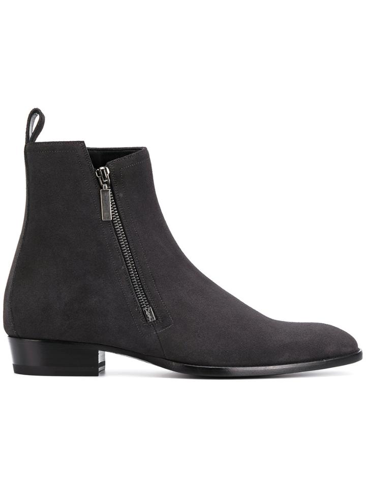Saint Laurent Wyatt 30 Zip Boots - Grey