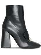 Burberry Studded Bar Detail Leather Ankle Boots - Black