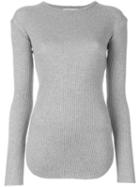Helmut Lang Ribbed Sweater, Women's, Size: Small, Grey, Cotton/angora