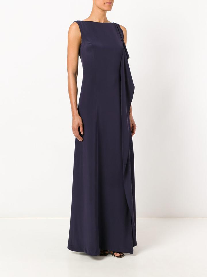 Pascal Millet - Draped Detail Gown - Women - Silk/spandex/elastane - 38, Blue, Silk/spandex/elastane