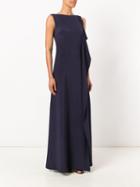 Pascal Millet - Draped Detail Gown - Women - Silk/spandex/elastane - 38, Blue, Silk/spandex/elastane