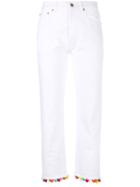 Forte Couture - Pom Pom Trim Jeans - Women - Cotton/polyester - 26, White, Cotton/polyester