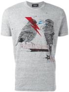 Dsquared2 Lightning Bird Print T-shirt, Men's, Size: Medium, Grey, Cotton