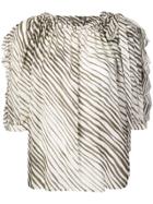 See By Chloé Striped Ruched Neck Blouse - Brown