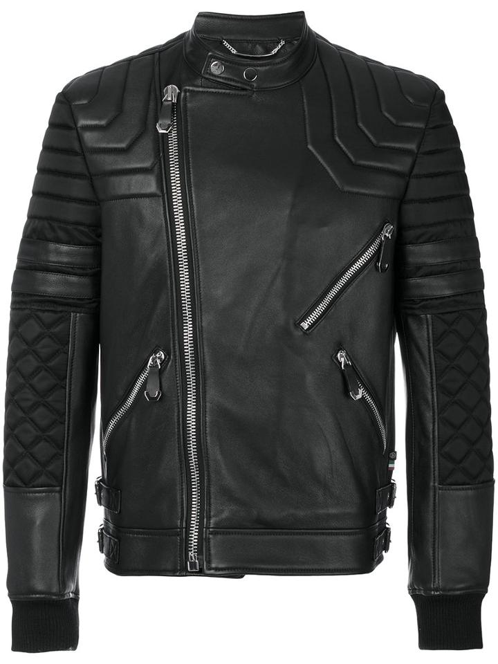 Philipp Plein - Panel Jacket - Men - Sheep Skin/shearling/polyamide - L, Black, Sheep Skin/shearling/polyamide